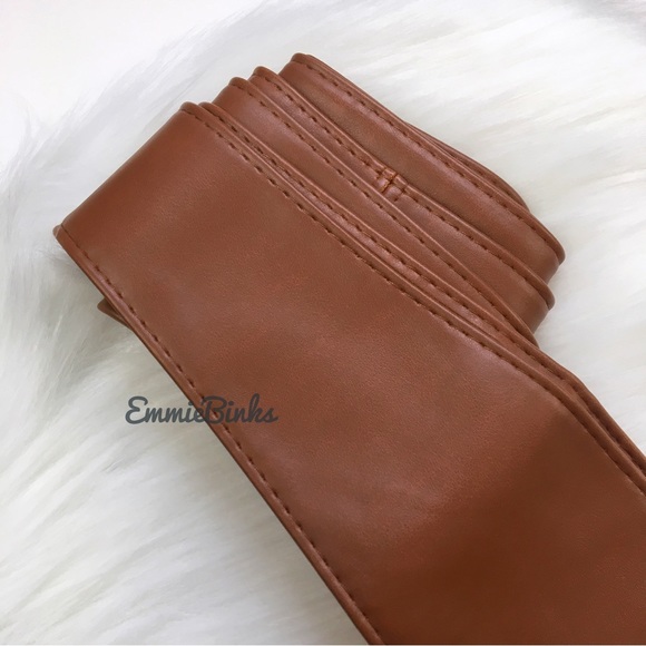 New Vegan Leather Smooth Coffee Wrap Corset Belt - Picture 9 of 16